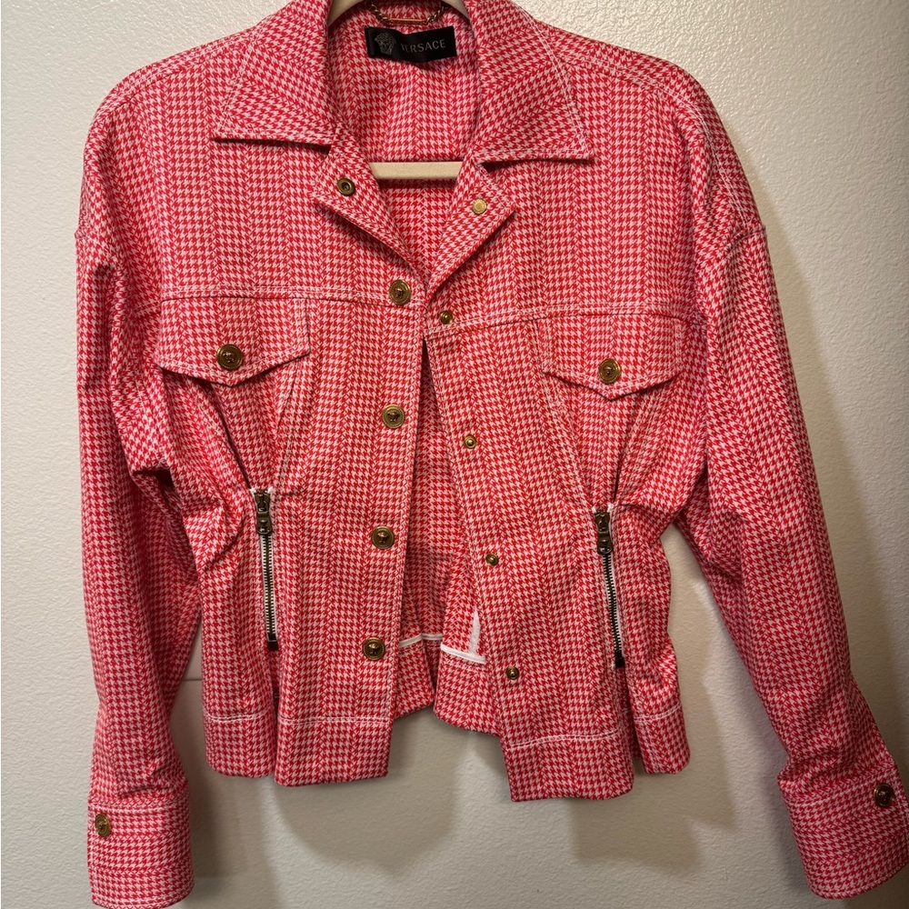 Versace Women's Red Houndstooth Blazer size 38